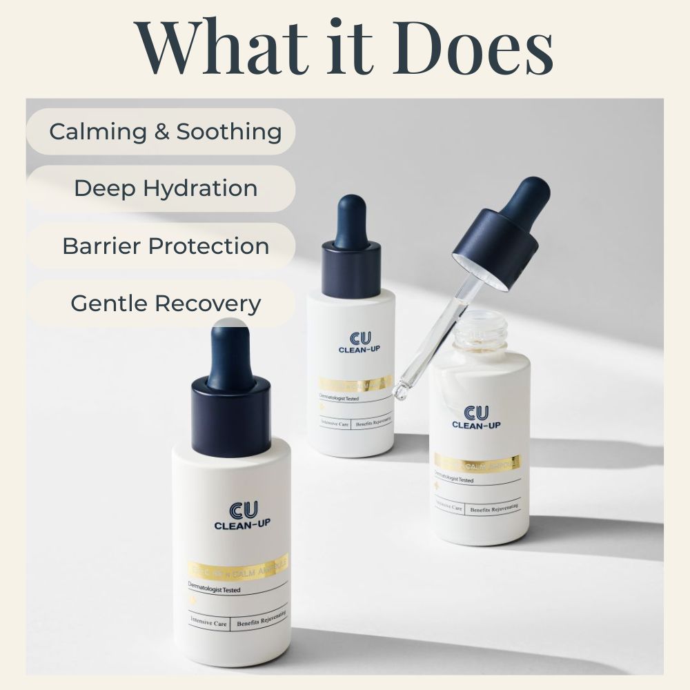 CU Clean-Up skincare ampoule bottle with dropper on a white background