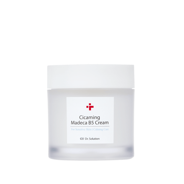 Cicaming Madeca B5 Cream jar with a white label on a black background