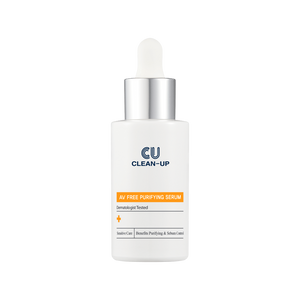 CU Clean-Up serum bottle with dropper on a white background