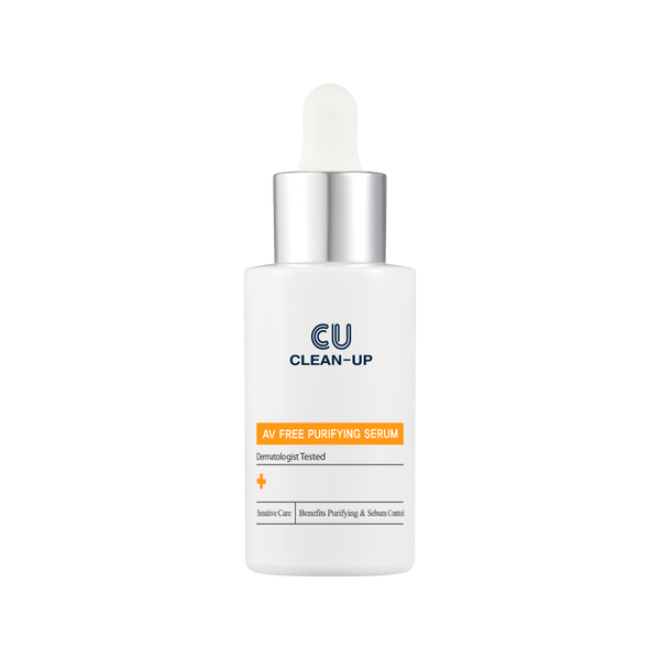 CU Clean-Up serum bottle with dropper on a white background