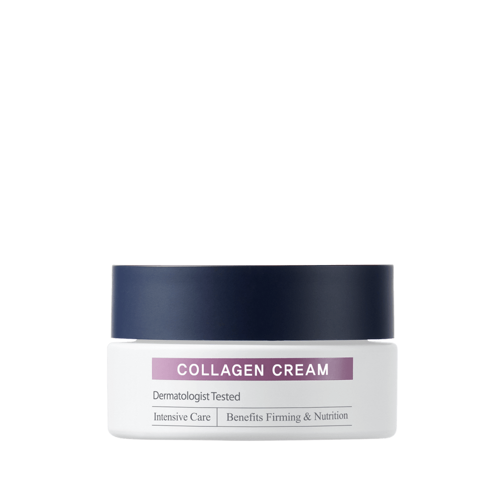 Collagen cream jar with a black background