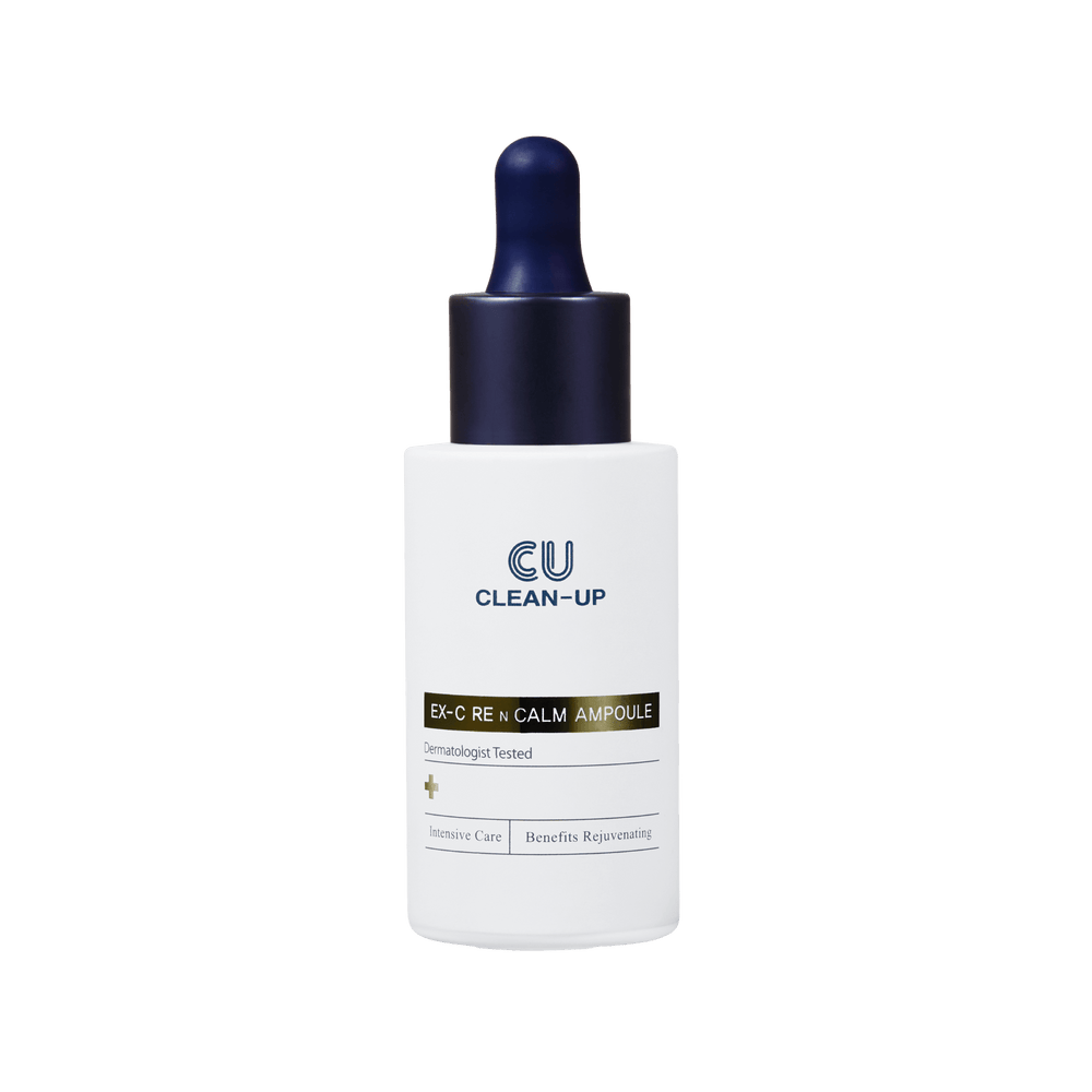 CU Clean-Up skincare ampoule bottle with dropper on a white background