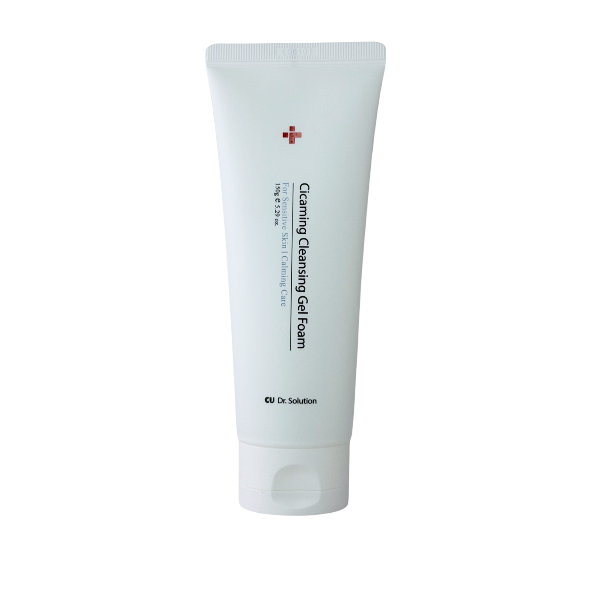 front view of dr solution cicaming cleansing gel foam in white tube.