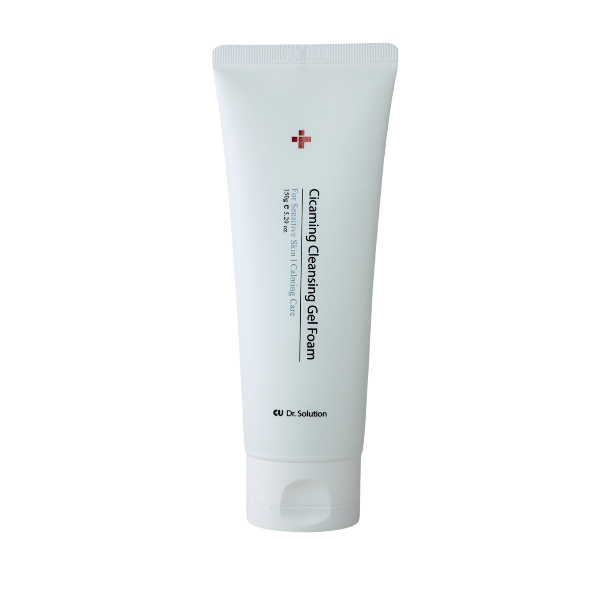 front view of dr solution cicaming cleansing gel foam in white tube.